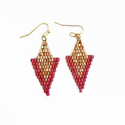 Seed Bead Arrowhead Earrings - Magenta