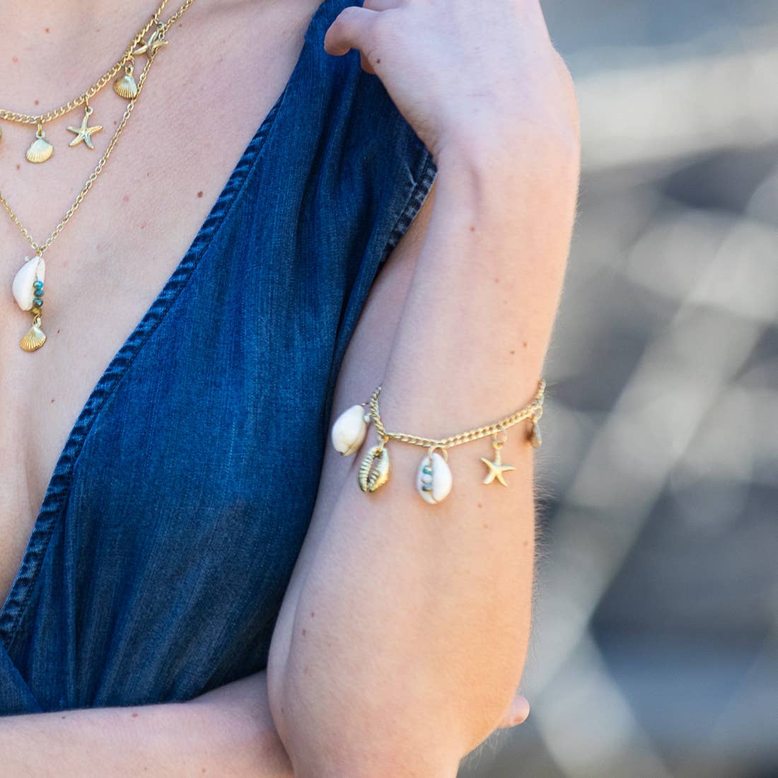 Sachi Golden Coastline Collection Bracelet - Blue Beaded