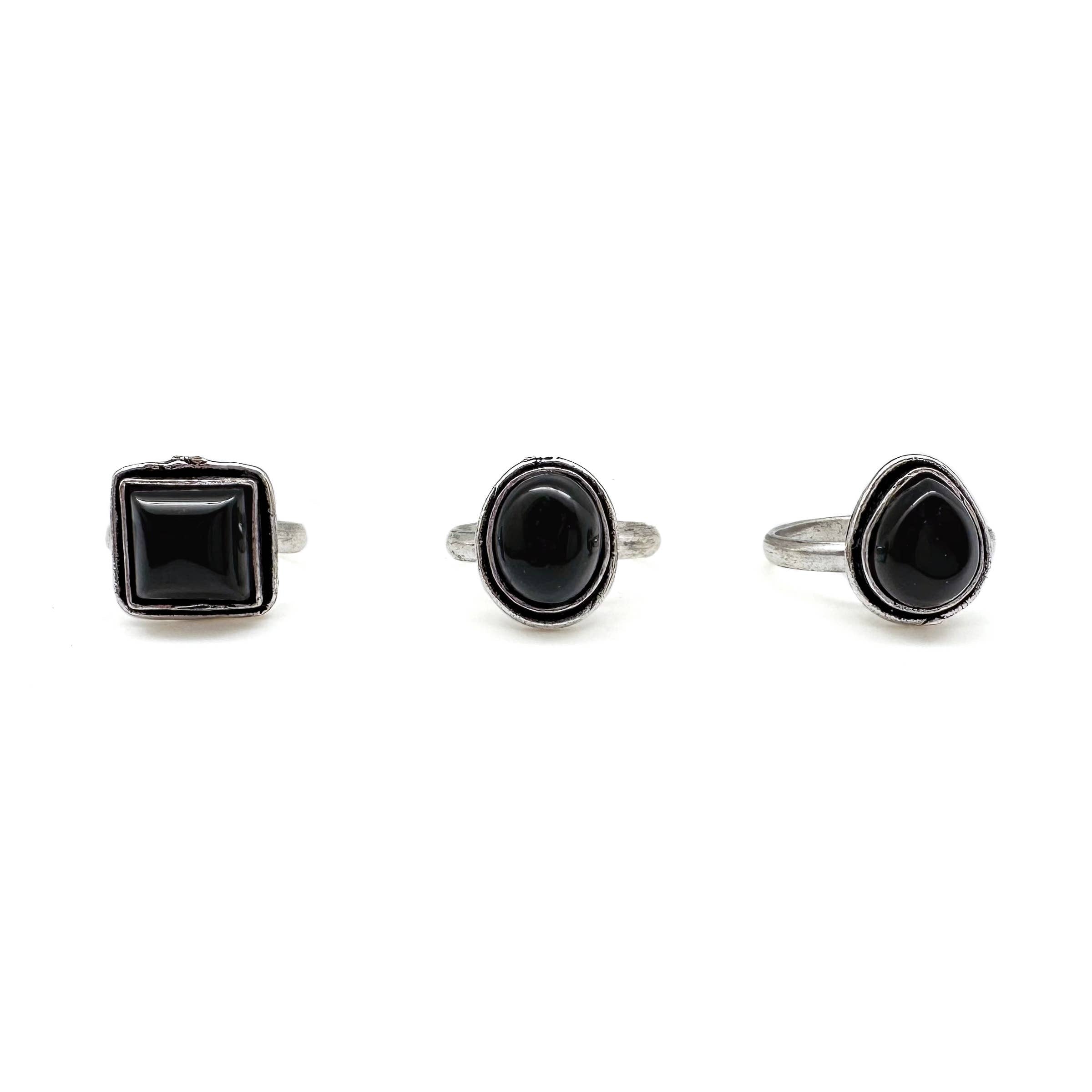 Kashi Semiprecious Small Stone Ring - Black Onyx