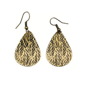 Herringbone Brass Engraved Earrings