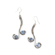 Wire-Wrapped Stone Earrings - Antique Silver, Sodalite