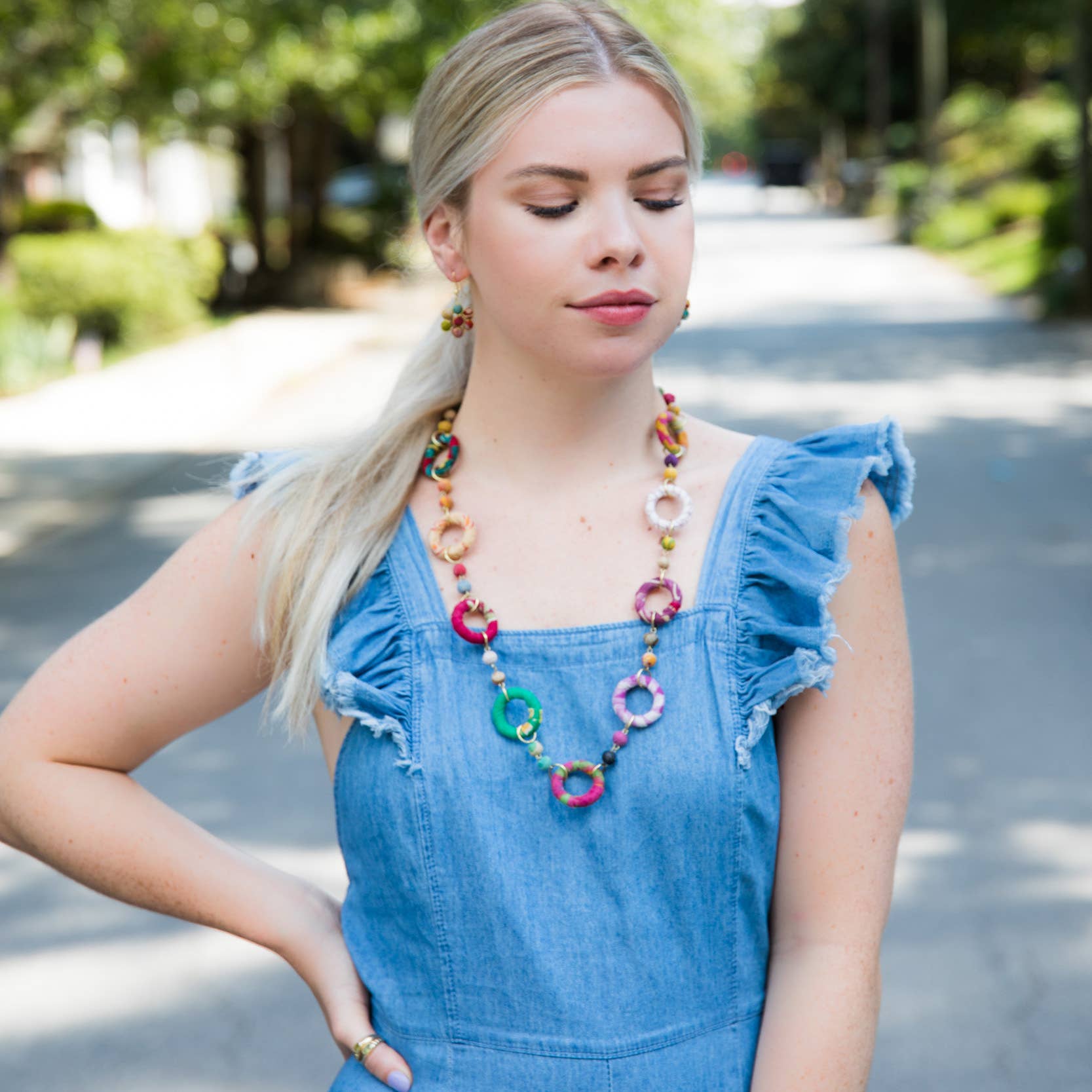 Aasha Large Rings Long Necklace