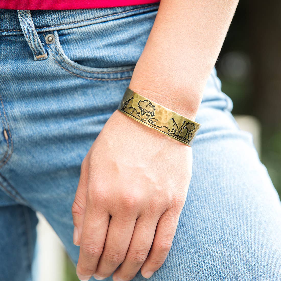 Safari Landscape Engraved Cuff Bracelet