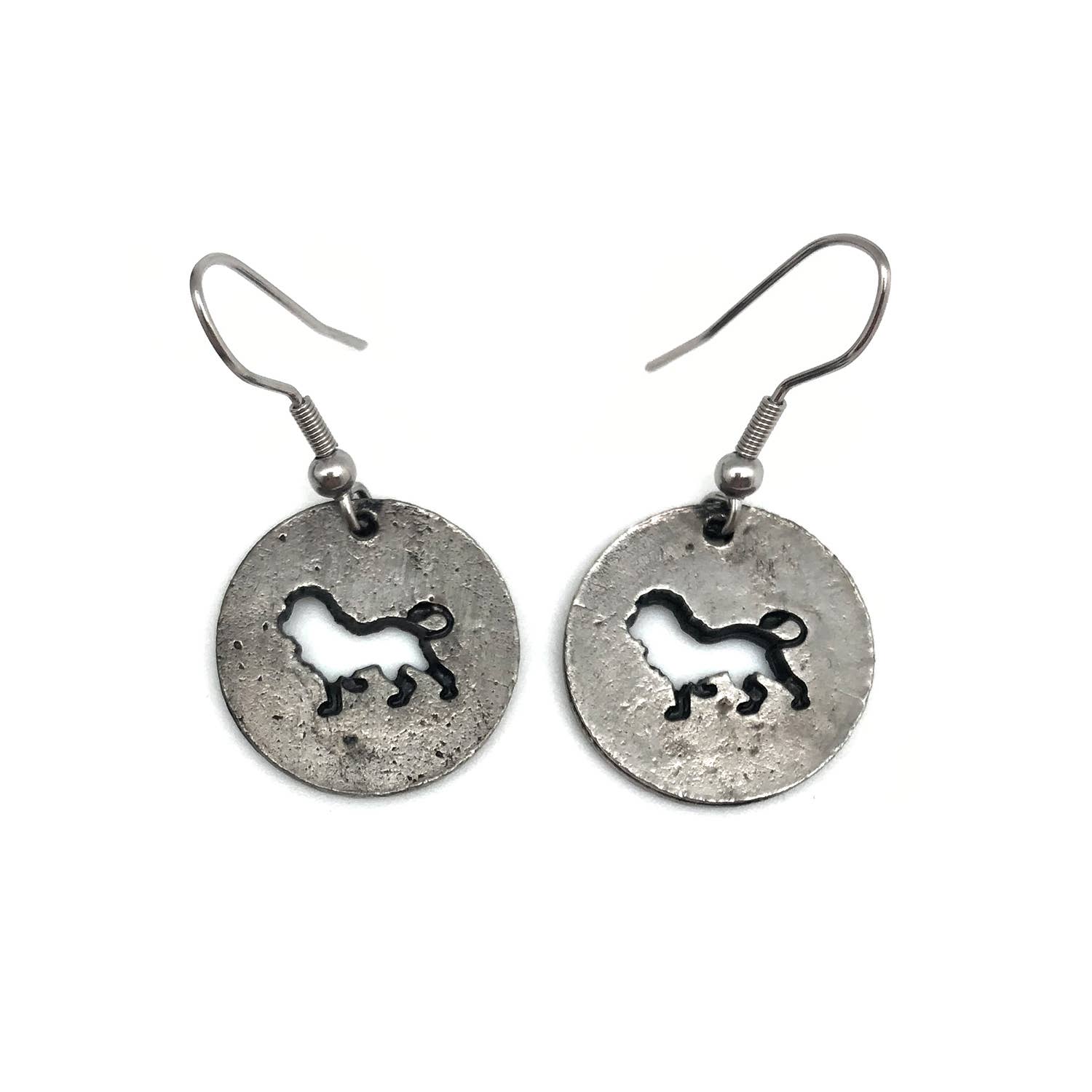 Pewter Earrings - Lion Cutout