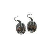 Pewter Earrings - Bear with Trees