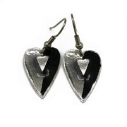 Pewter Earrings with Color Enamel - Black/Grey Heart