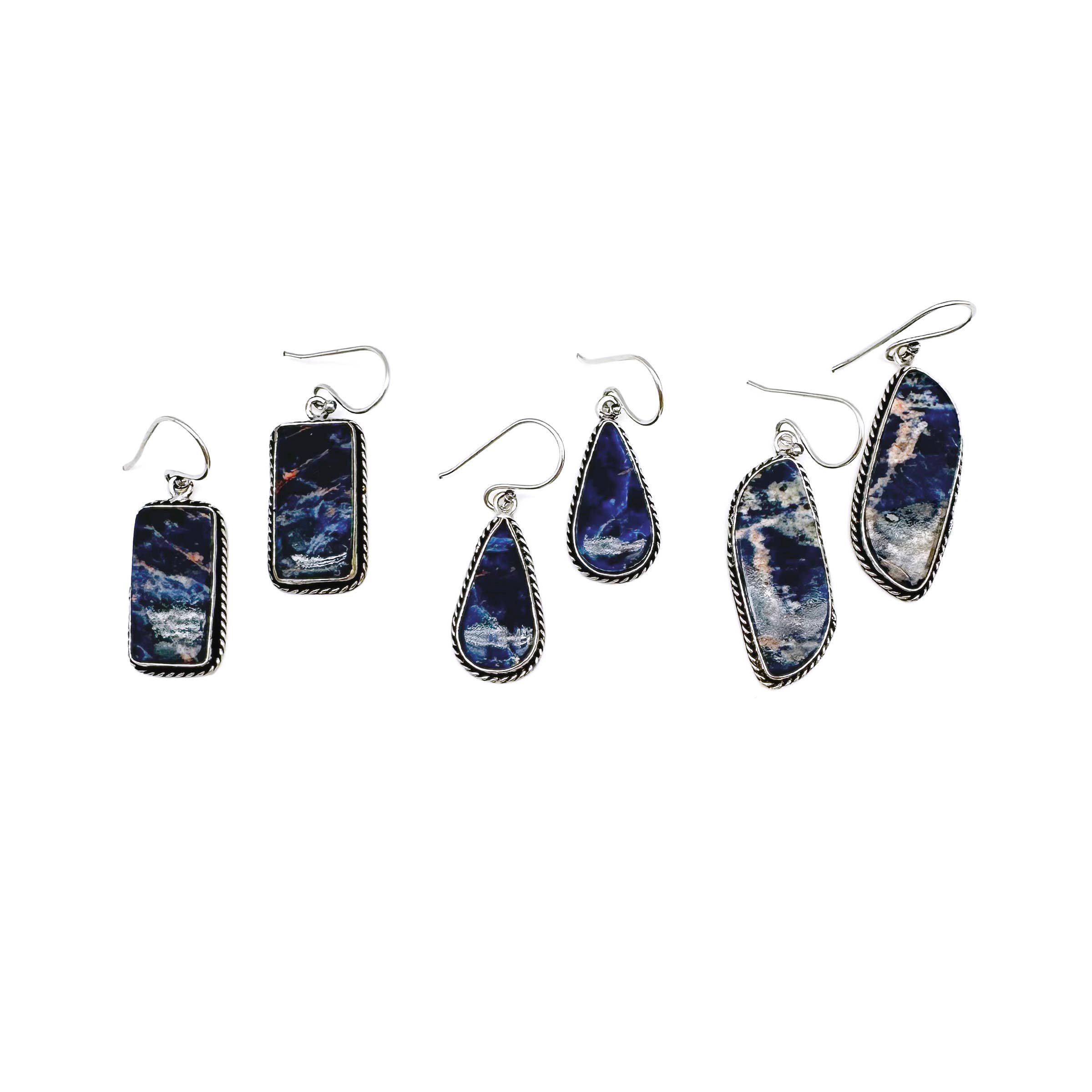 Handcrafted Kashi Semiprecious Stone Earrings - Sodalite