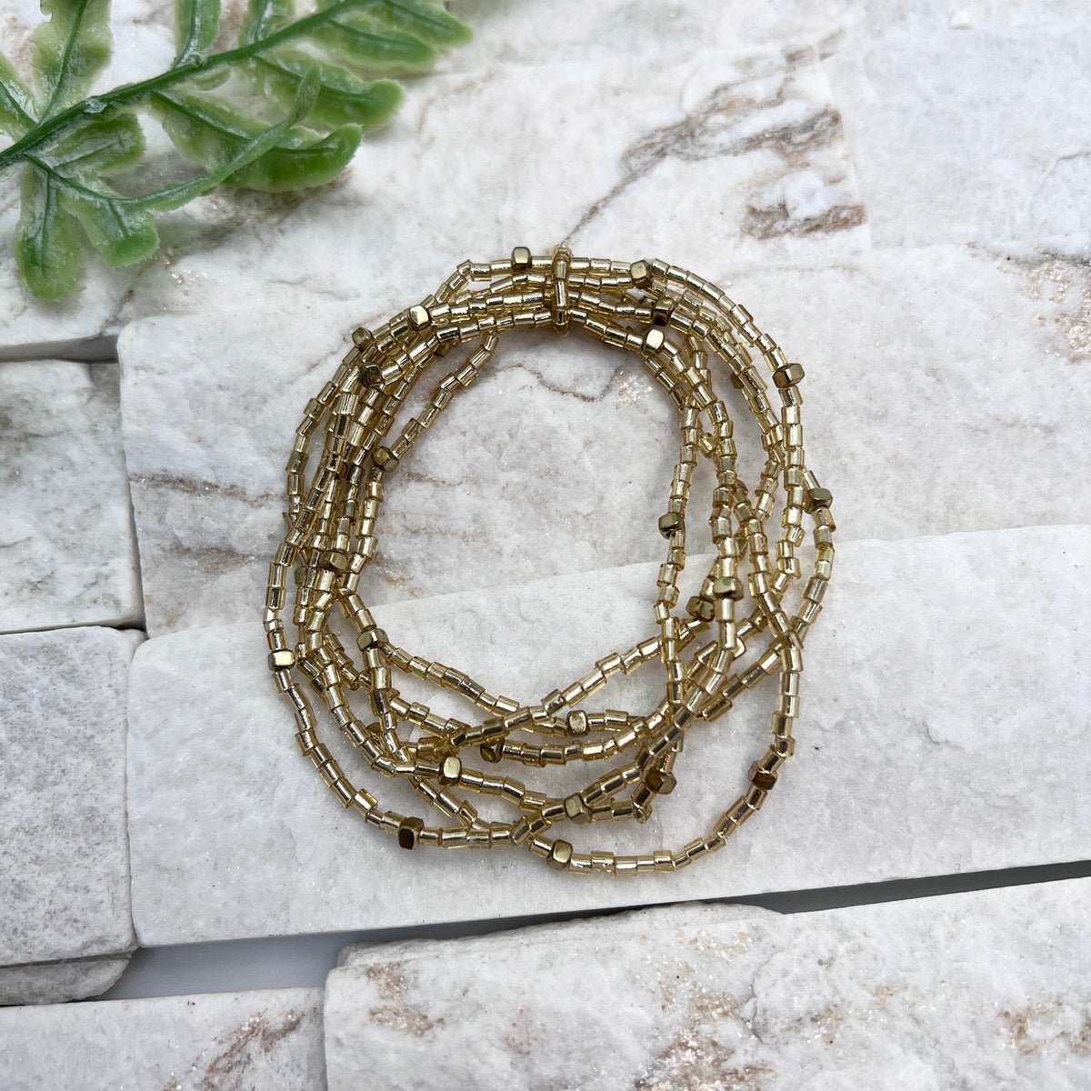 Seedbead Stretchy Bunch Bracelets - Gold