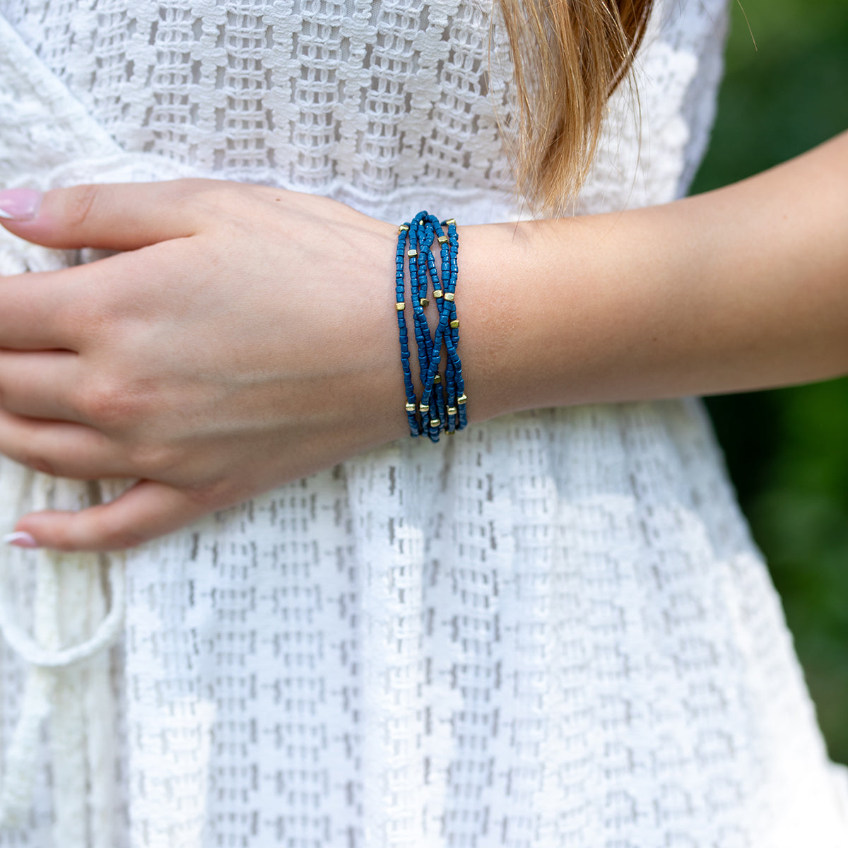 Seedbead Stretchy Bunch Bracelets - Blue