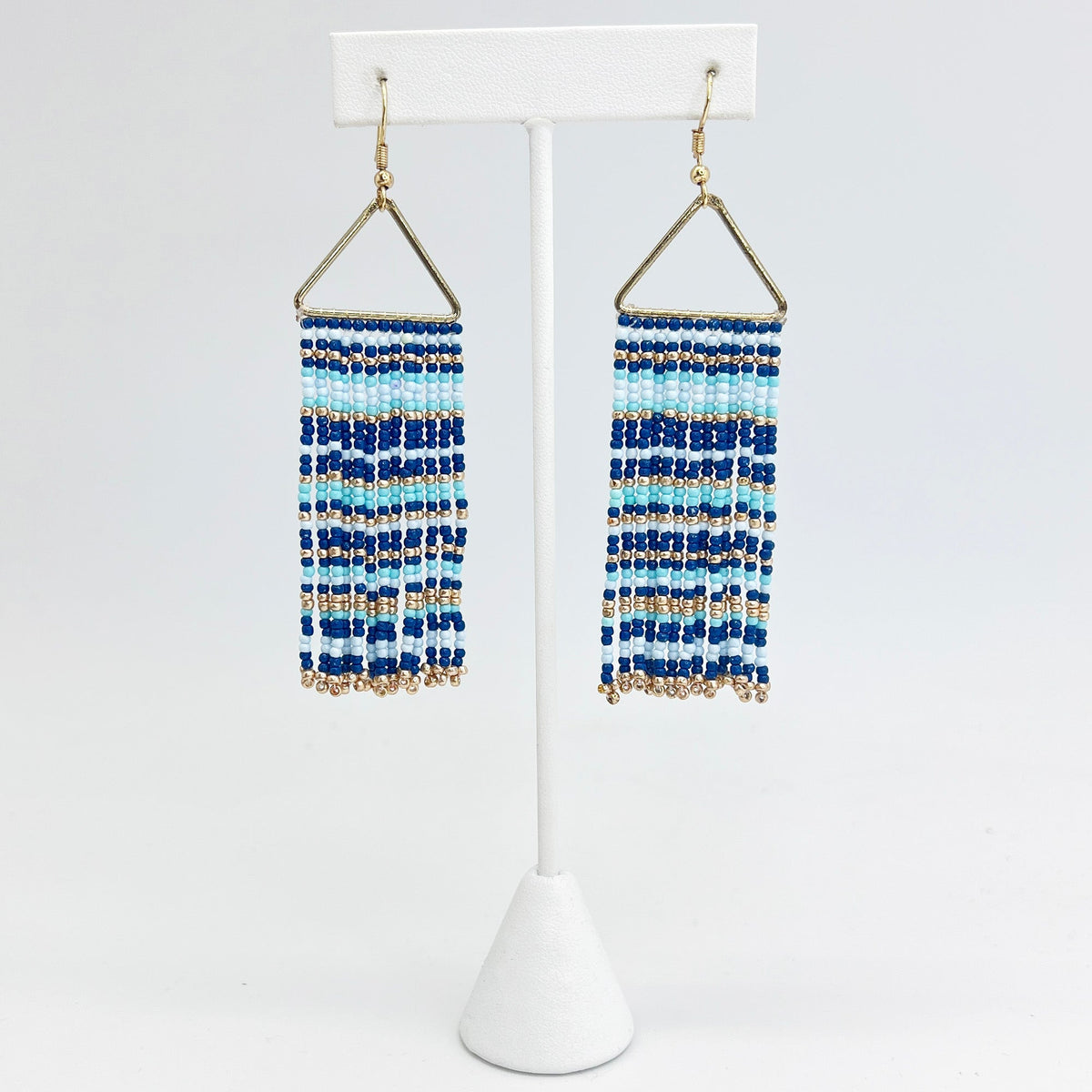 Seed Bead Color Waterfall Earrings - Blue