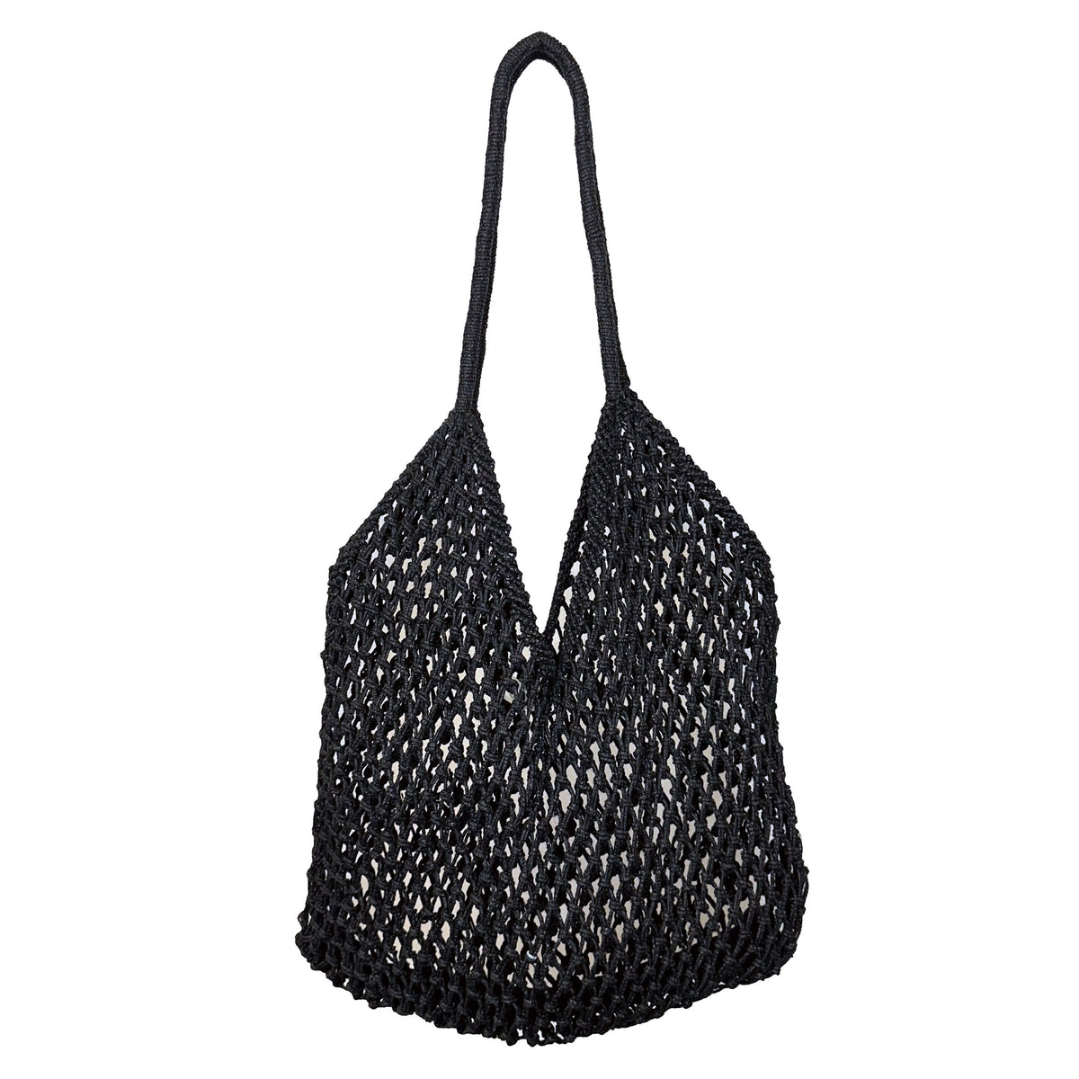 Lucia Open Weave Jute Tote - Black