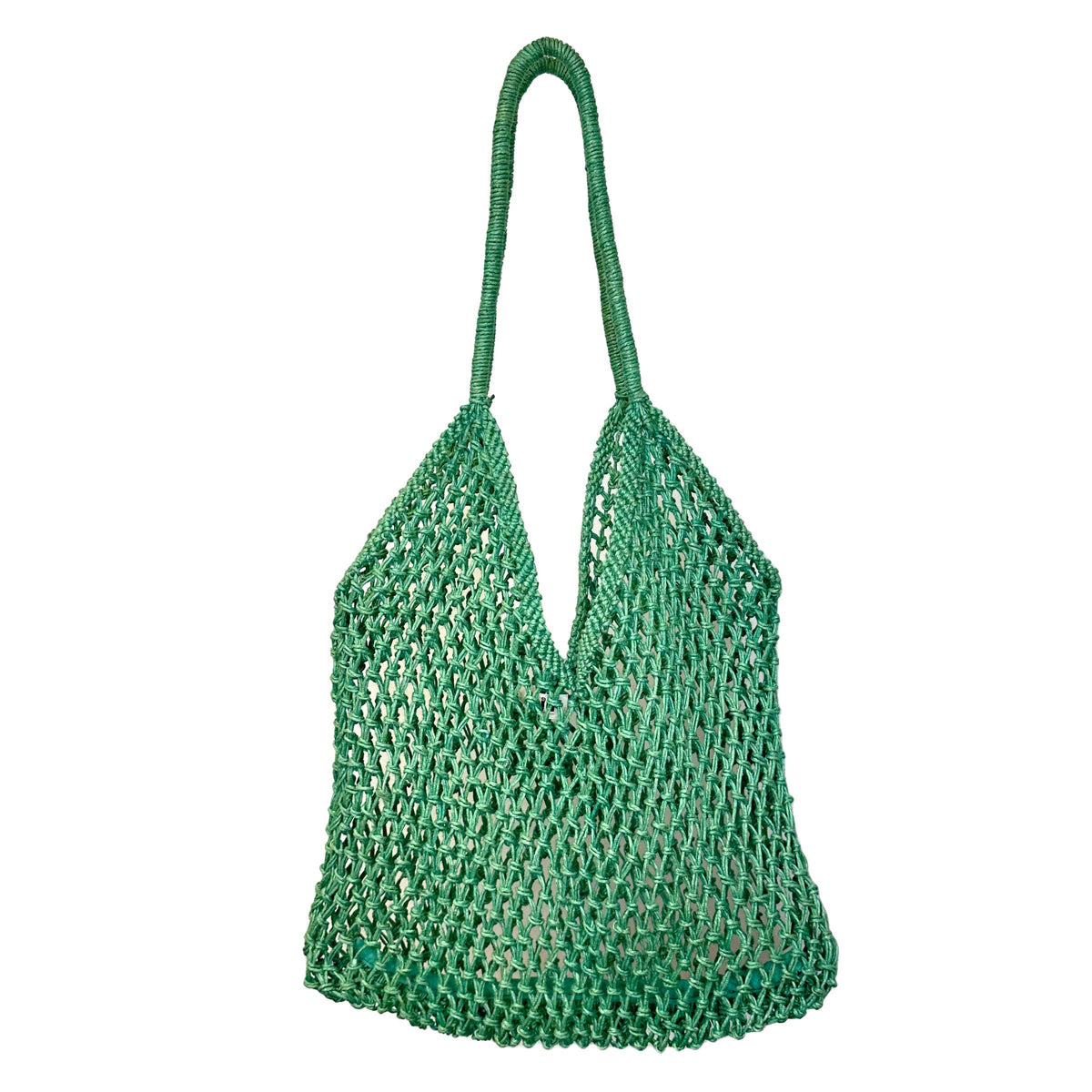 Lucia Open Weave Jute Tote - Green