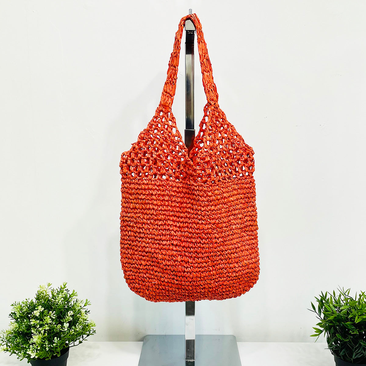 Mira Versatile Woven Raffia Tote Bag - Red
