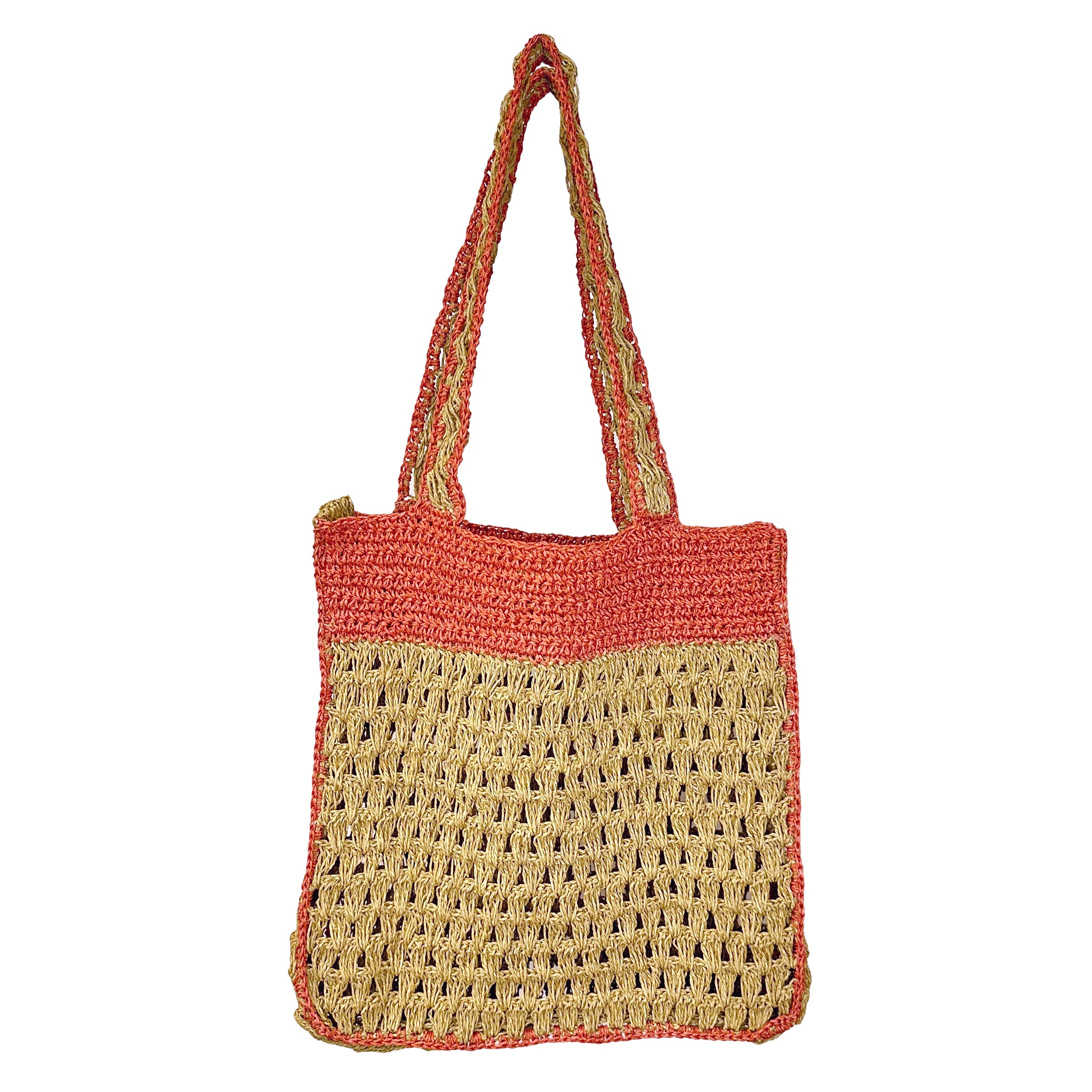 Mirasol Woven Jute Shoulder Bag - Coral