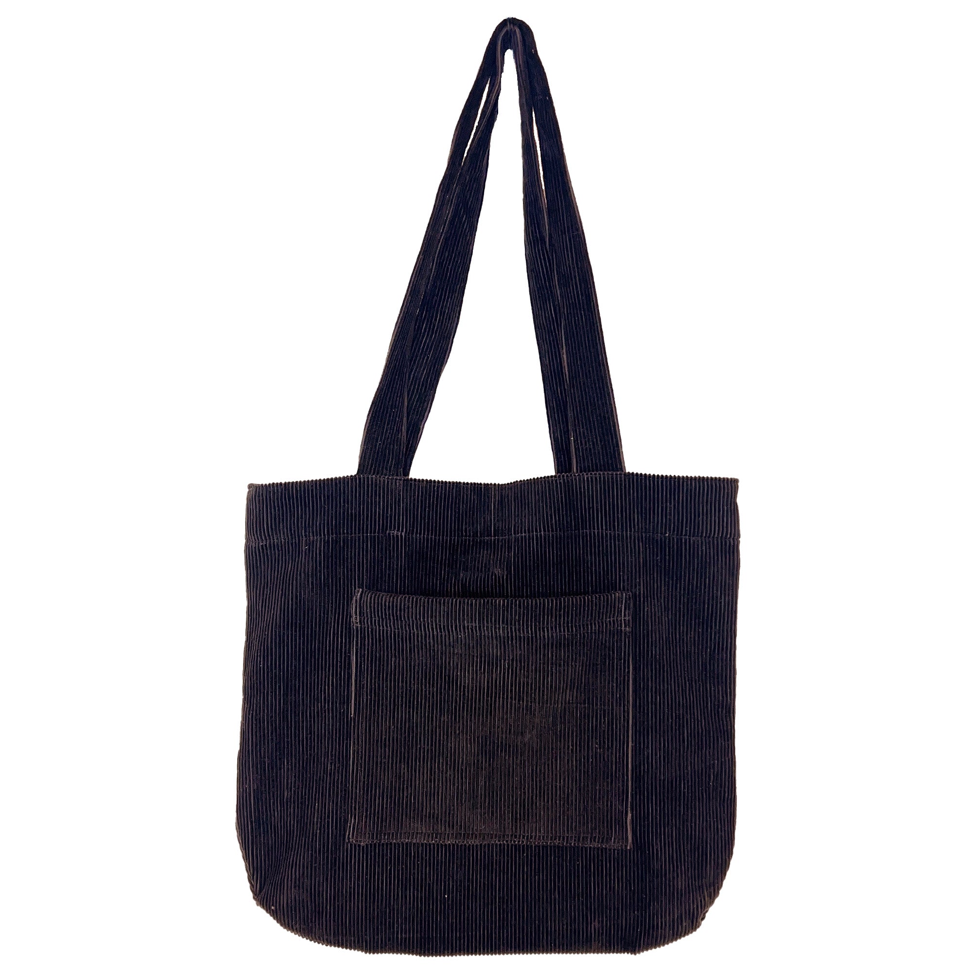Corduroy Tote Bag with Front Pocket - Espresso