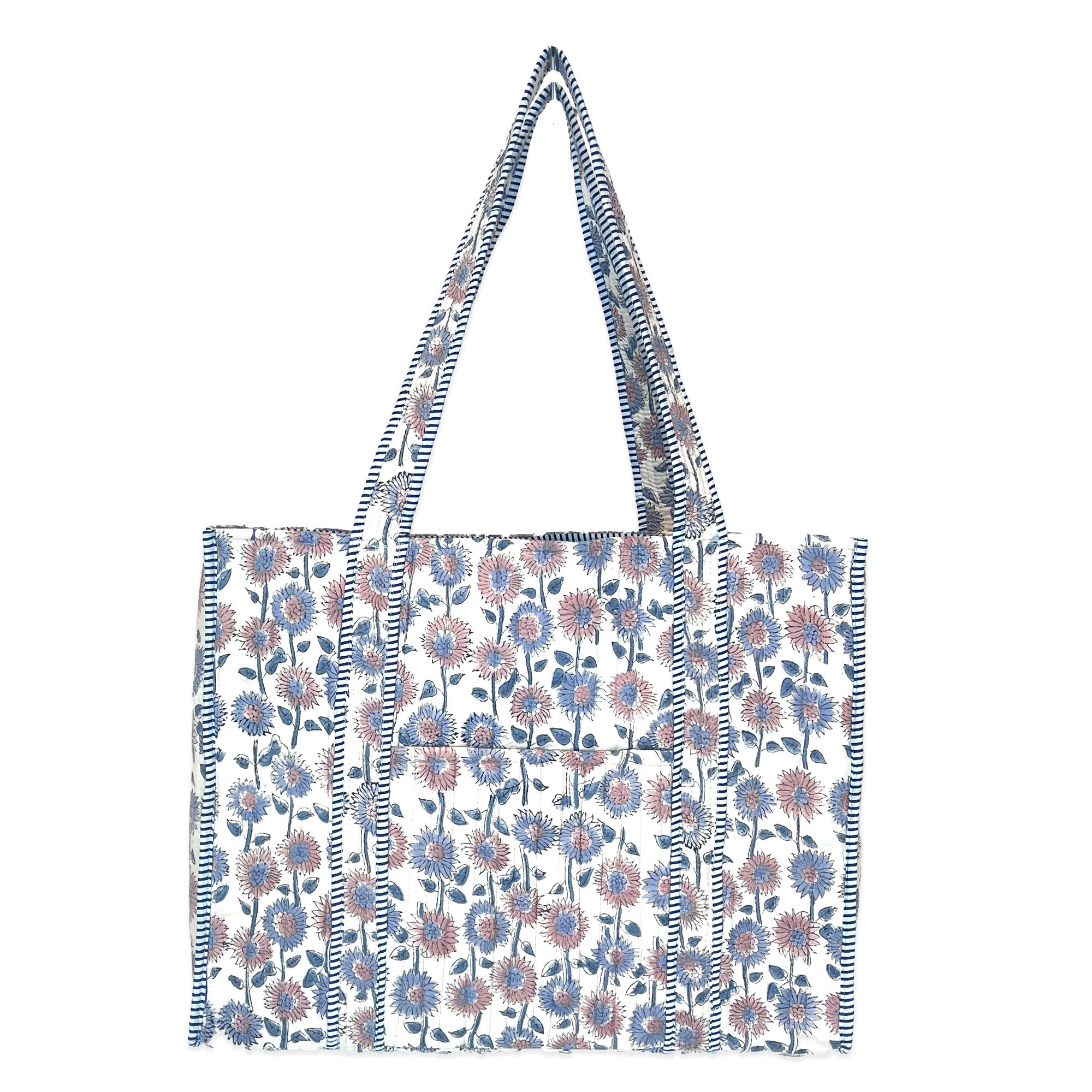 Hand Crafted Quilted Block-Printed Tote Bag
