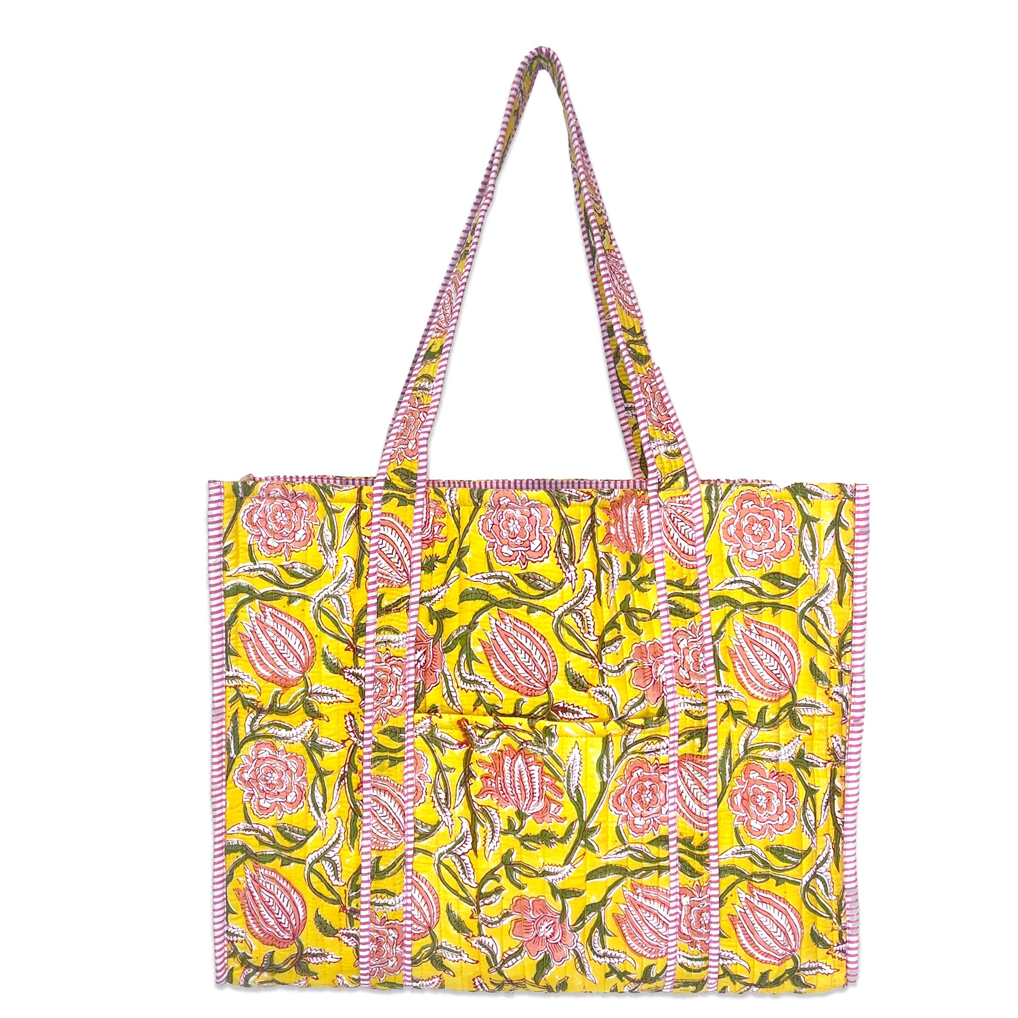 Hand Crafted Quilted Block-Printed Tote Bag
