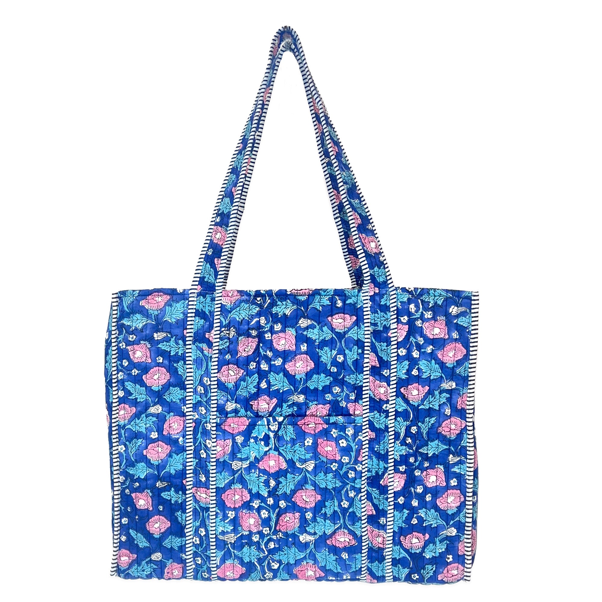 Hand Crafted Quilted Block-Printed Tote Bag