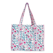 Hand Creafted Vivid Wildflowers Quilted Block-Printed Tote