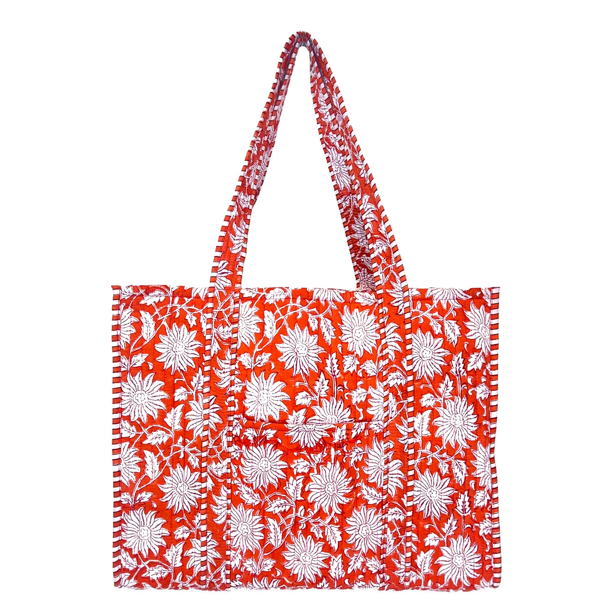Hand Crafted Quilted Block-Printed Tote Bag