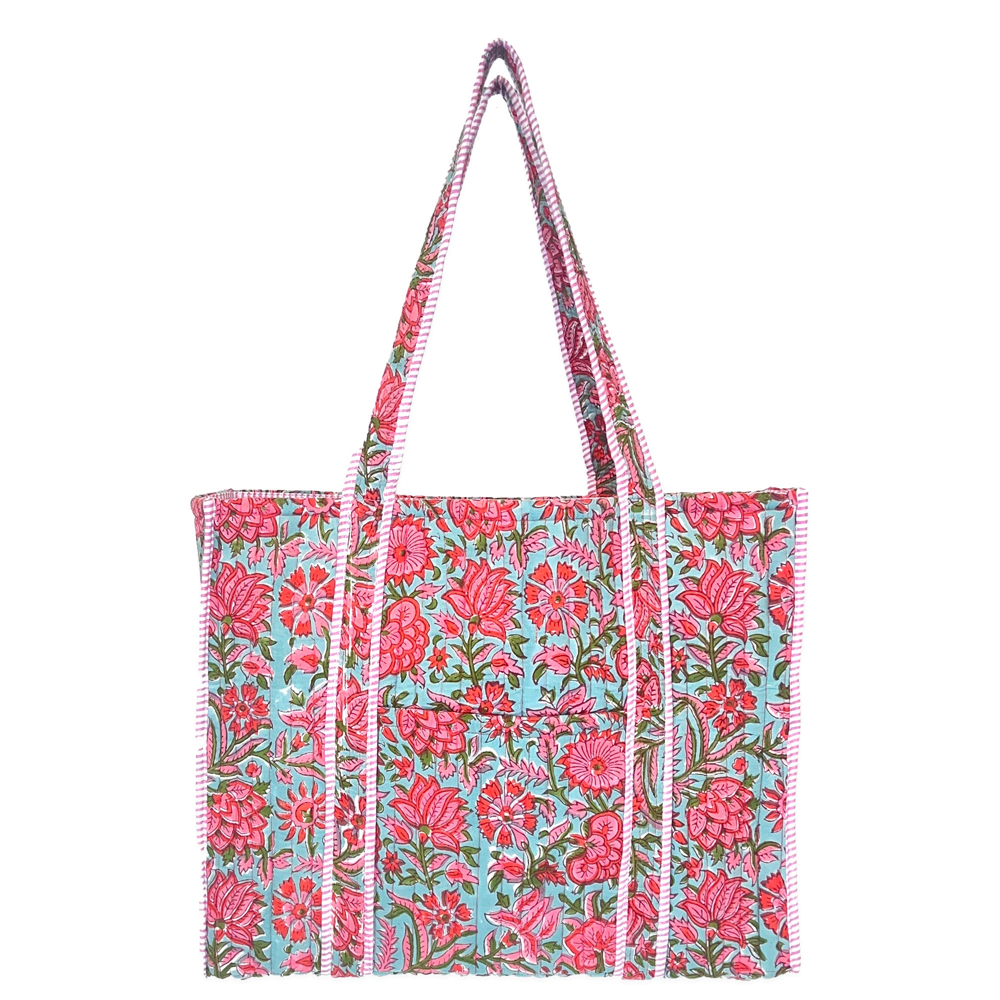 Hand Crafted Quilted Block-Printed Tote Bag