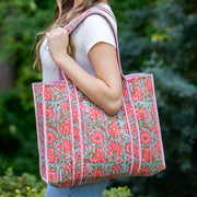 Hand Crafted Quilted Block-Printed Tote Bag