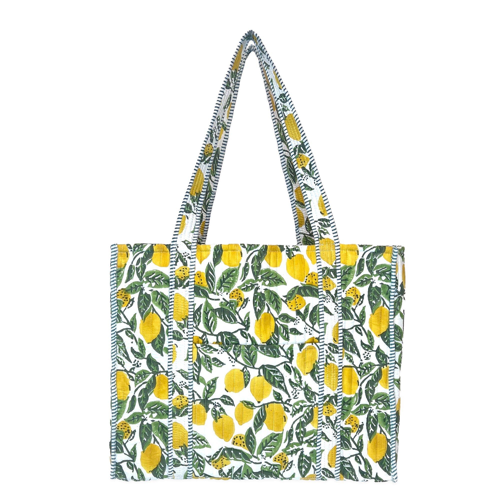 Hand Crafted Quilted Block-Printed Tote Bag