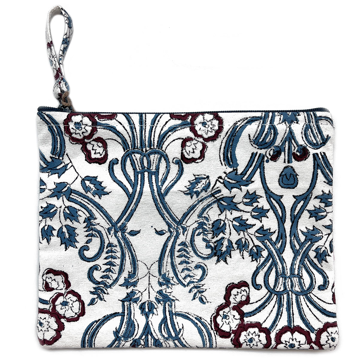 Block-Printed Canvas Zipper Pouch