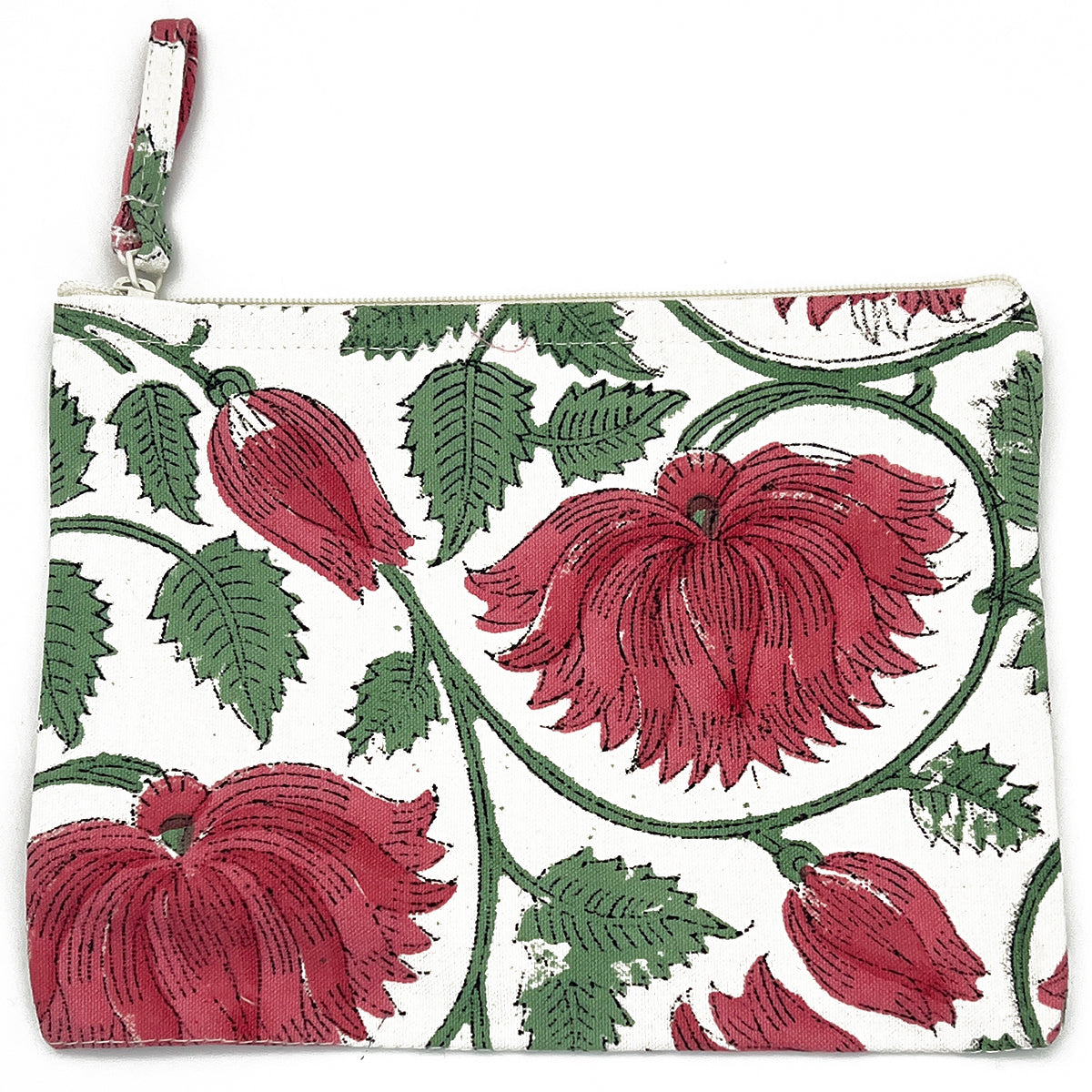 Block-Printed Canvas Zipper Pouch