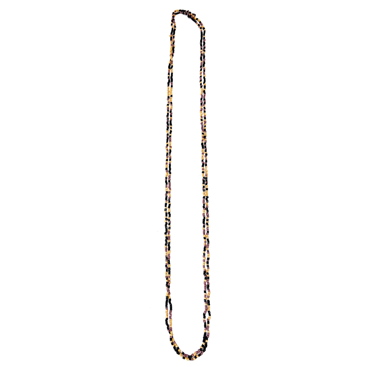 Seed Bead Long Multi-Strand Necklaces- Black, Brown and Tan