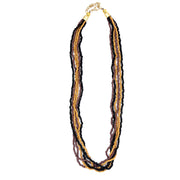 Seed Bead Multi-Strand Bib Necklace - Black, Brown and Tan