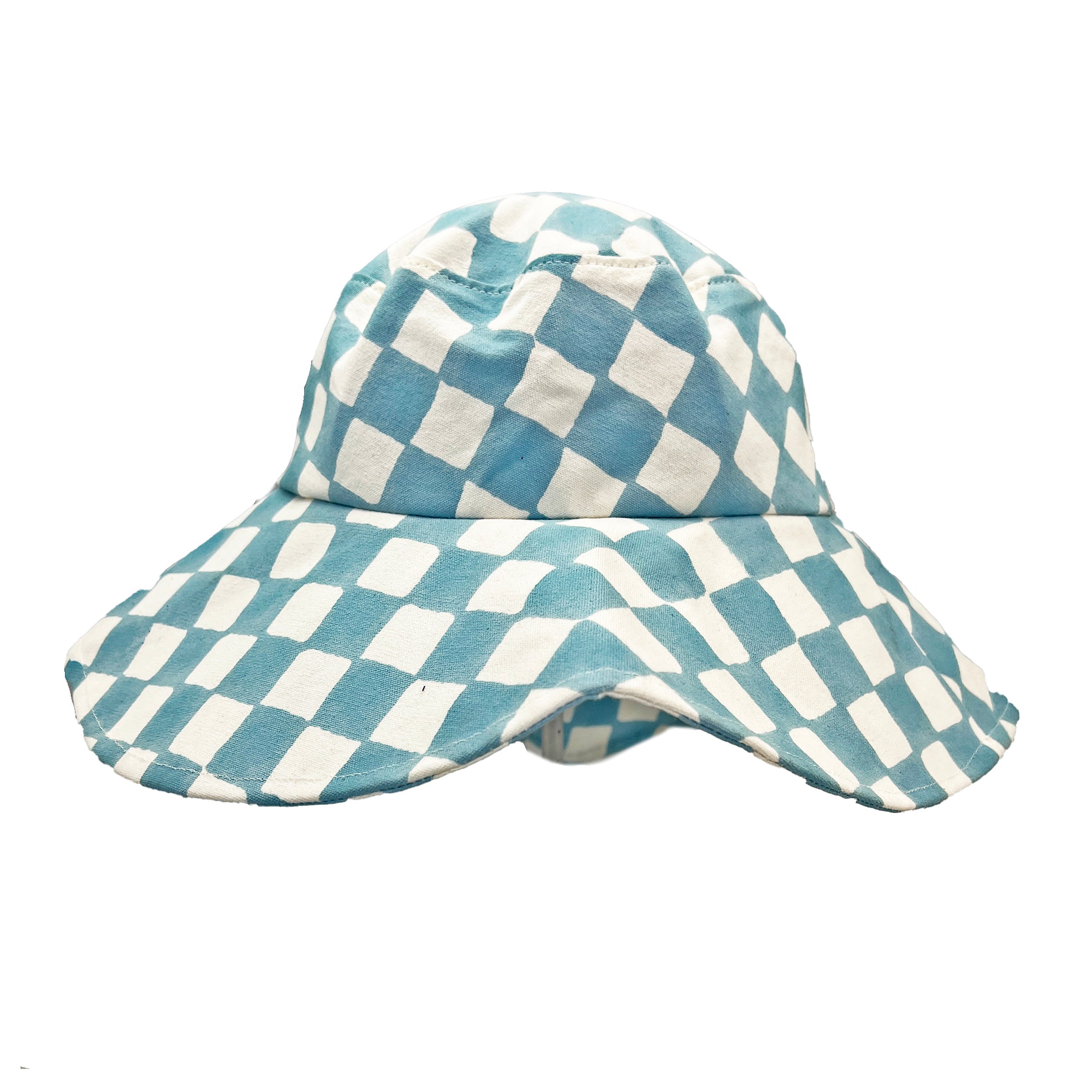 The Block printed Canvas Ocean Checks Sun Hat