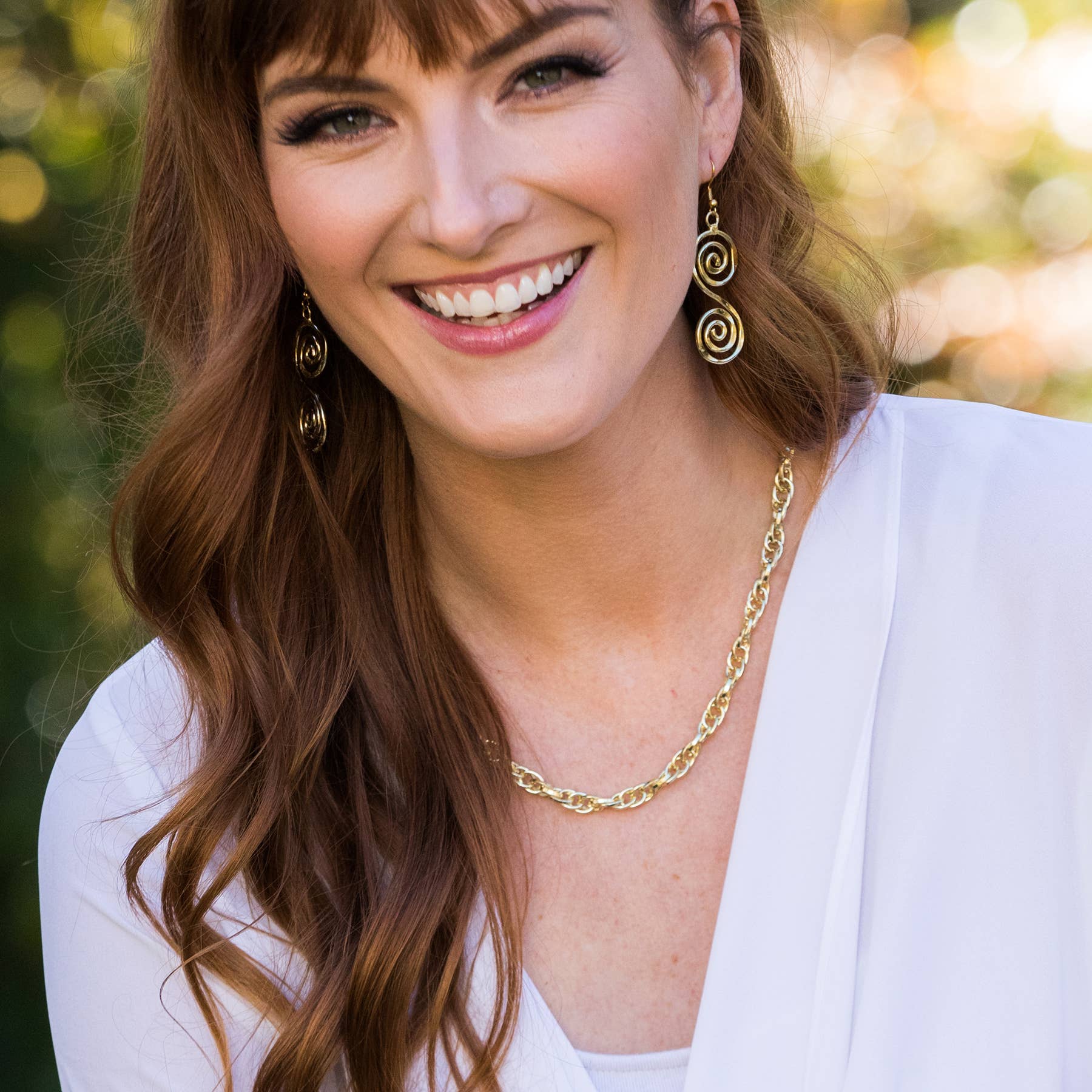 Brass Chain-Link Necklace - Wide Links Short Chain