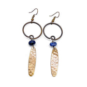 Banjara Earrings - Hammered Brass and Sodalite Beads