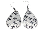 Angelfish Silver Engraved Earrings