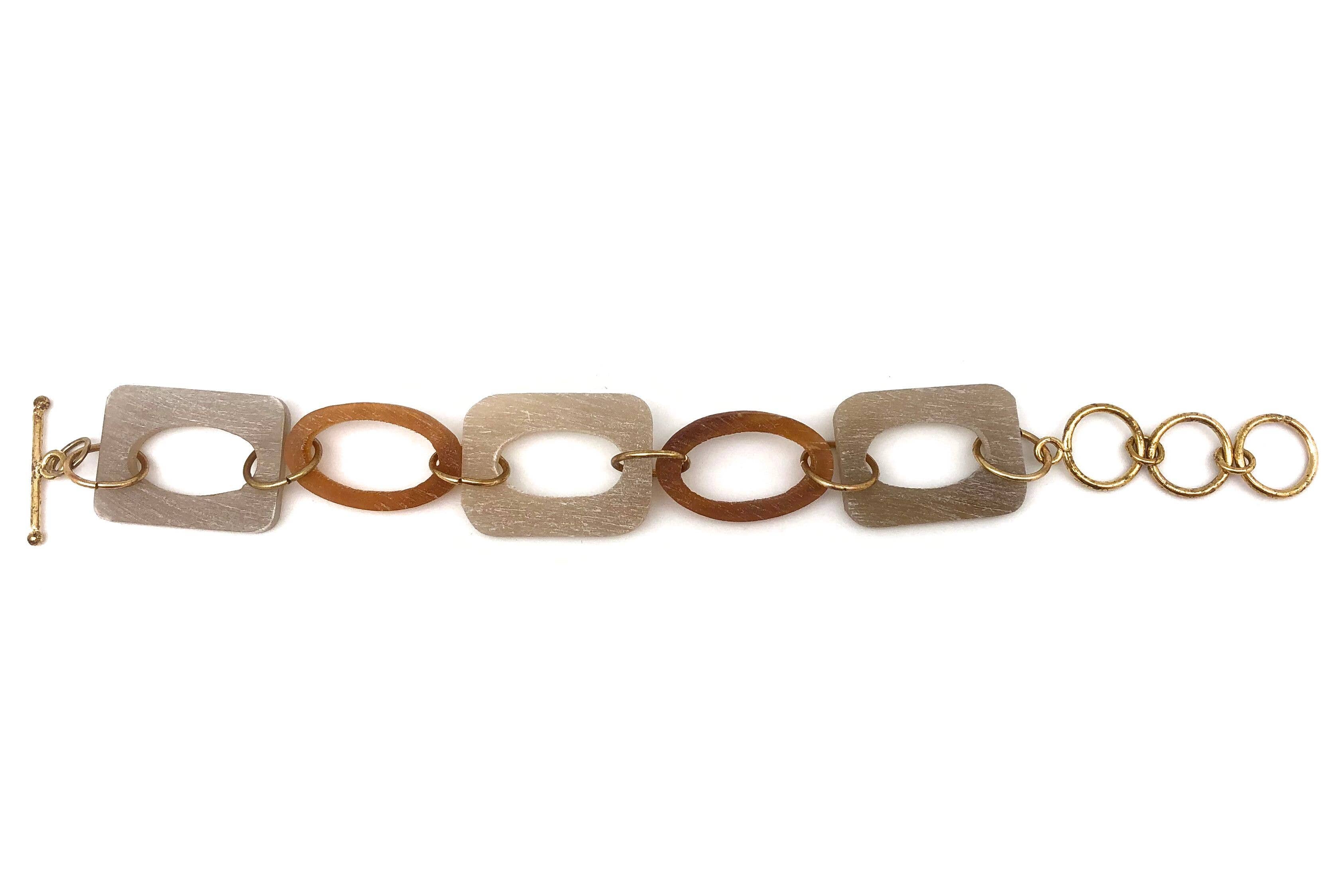 Omala Natural Beige Collection Oval Beads Link Bracelet