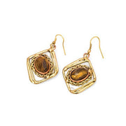 Mixed Metal and Tiger Eye Stone Earrings