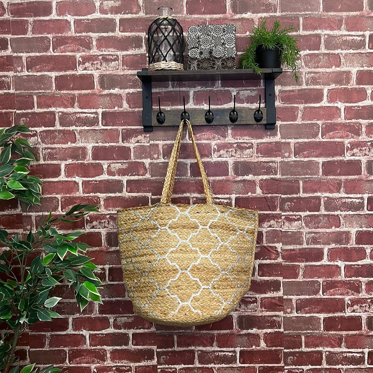 Luna Bag - Jute tote bag with silver pattern