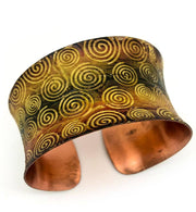 Copper Patina Yellow Spirals Bracelet
