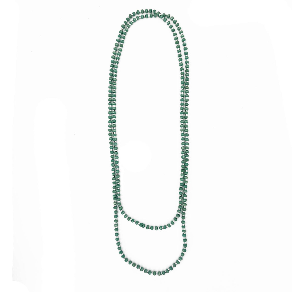Sachi Long Wood Bead Necklace - Sea Green