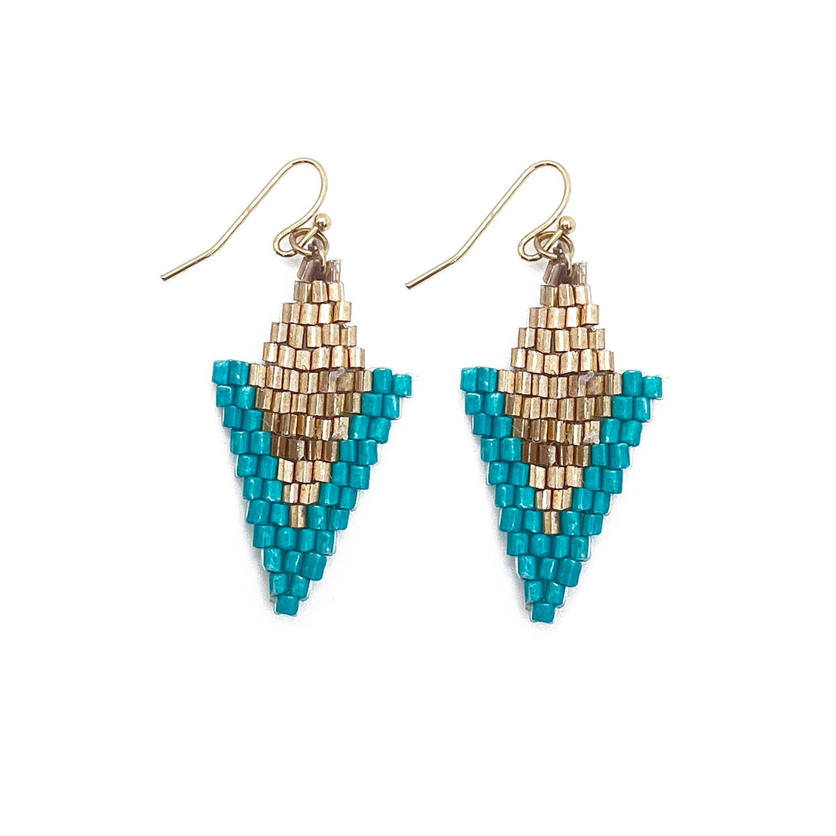 Seed Bead Arrowhead Earrings - Blue