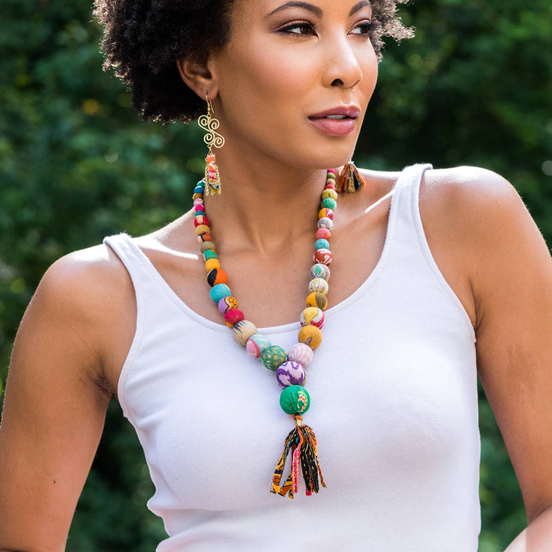 Aasha Kantha Handmade Graduated Beads and Tassel Necklace