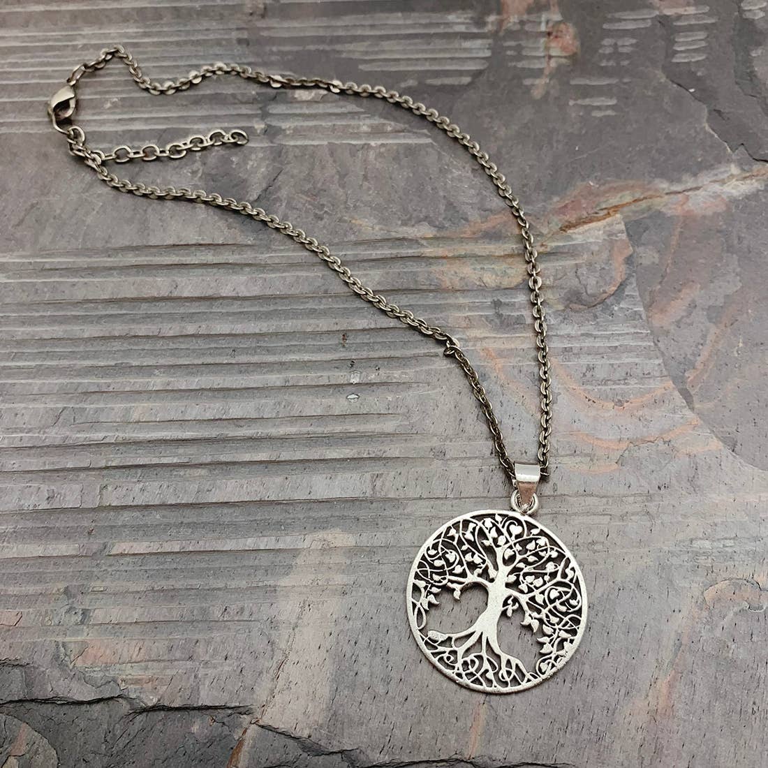 Tanvi Collection Necklace - Silver Tree in Circle