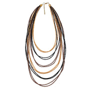 Sachi Beaded Safari Necklace - Black Brown Tan Graduated