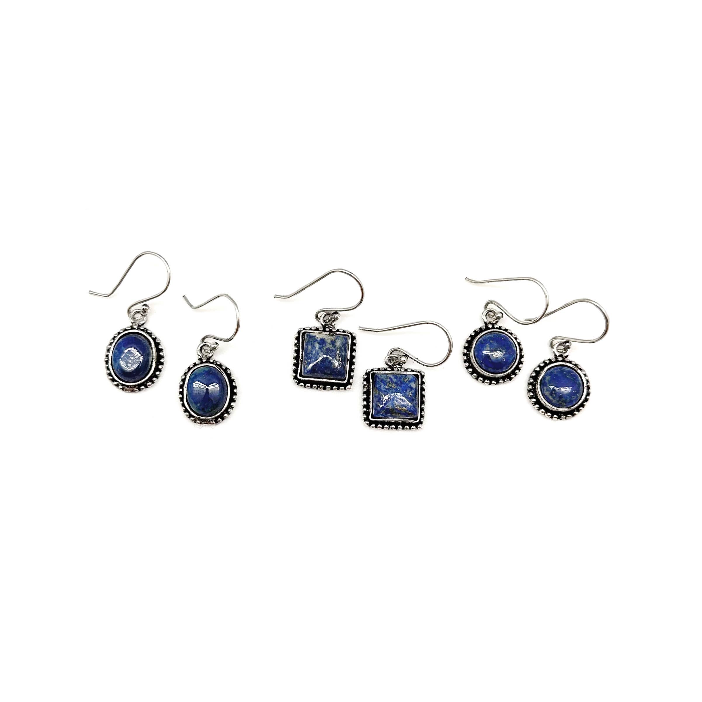 Handcrafted Semiprecious Small Stone Earrings - Lapis