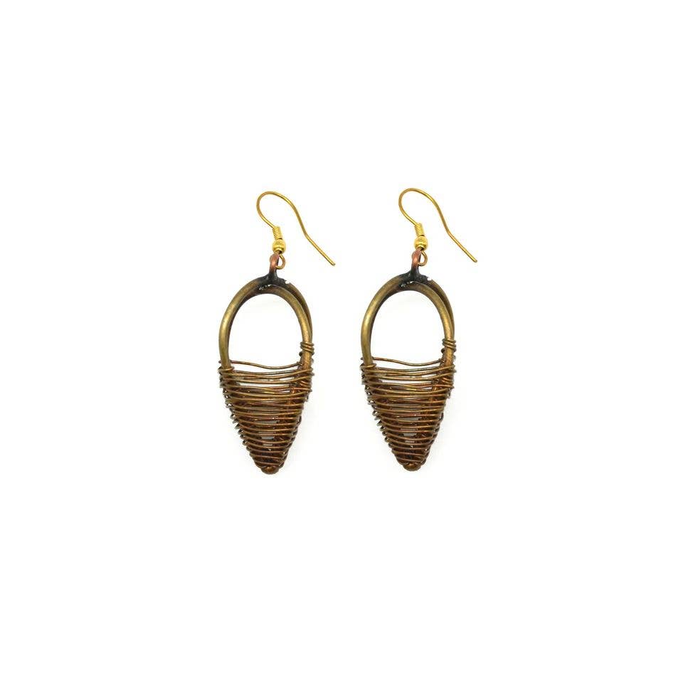 Basketweave Pointed Frame Half Woven Earrings
