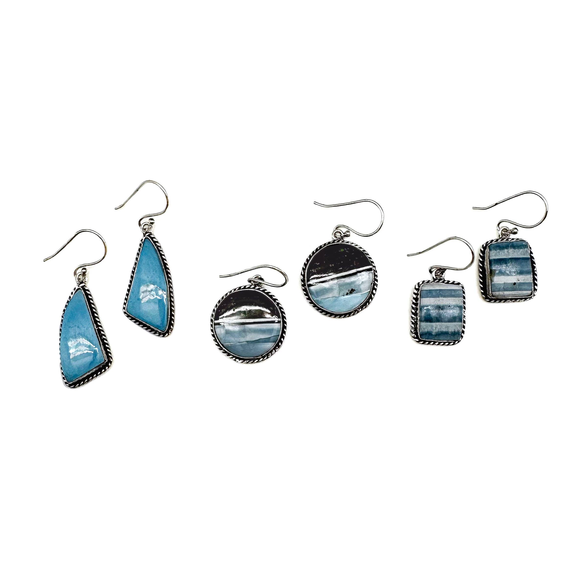 Handcrafted Kashi Semiprecious Stone Earrings - Blue Opal