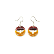Pewter Earrings with Color Enamel - Dark Brown/Mustard Bee