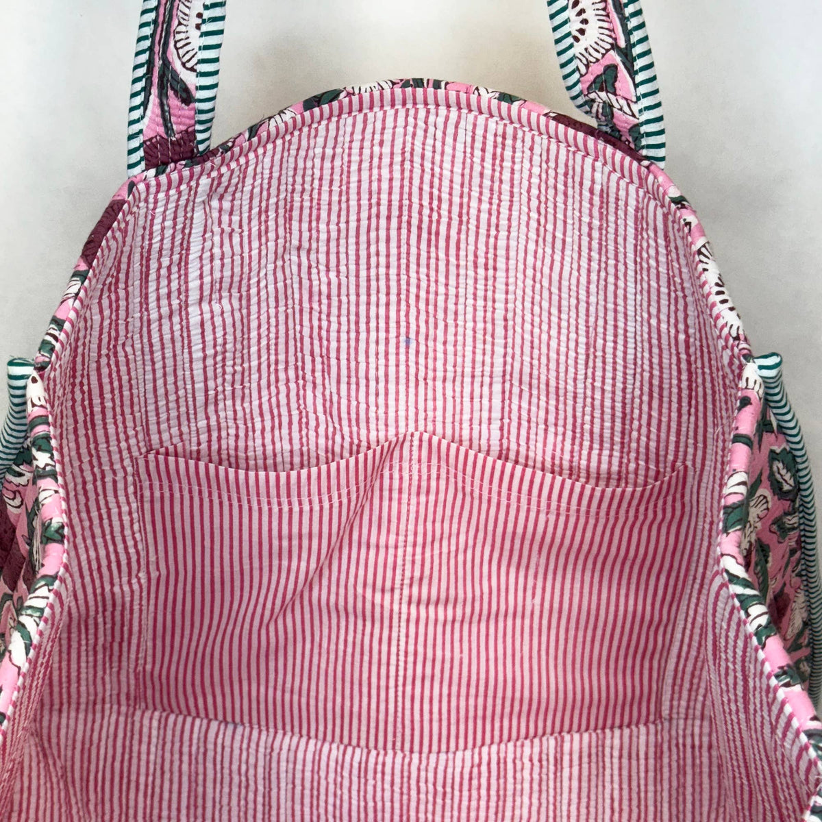 Fuchsia Bouquet Quilted Block-Printed Tote