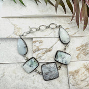 Handcrafted Semiprecious Stone Link Bracelet -Dendritic Opal